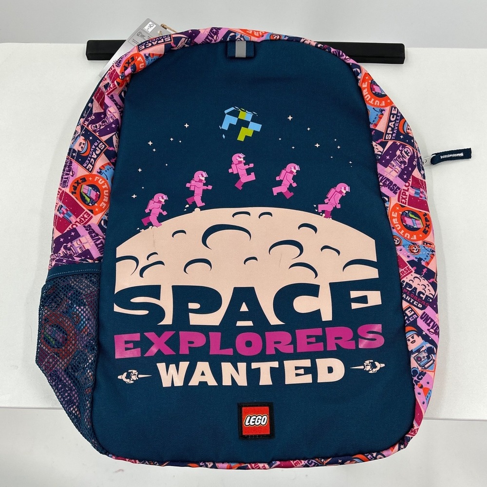 LEGO Space Explorers Wanted Backpack Navy Blue Pink Galaxy School Bag